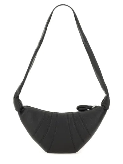 Lemaire Media Croissant Leather Shoulder Bag In Black