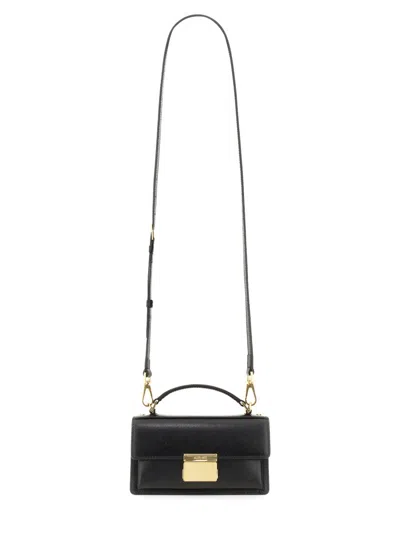 Golden Goose Venice Small Bag In Black Palmellate Leather And Gold Details