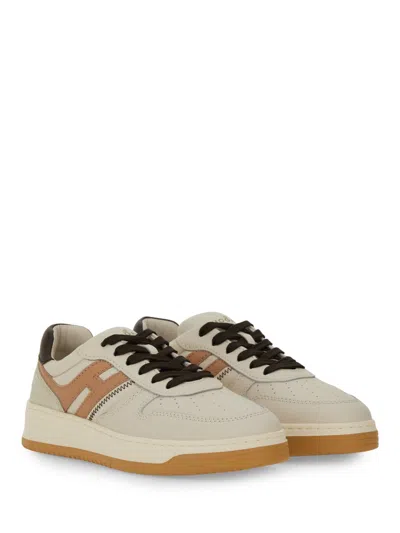 Hogan Sneakers With Perforated Toe Box And Contrasting Accents In Neutral
