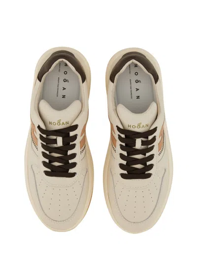 Hogan Sneakers With Perforated Toe Box And Contrasting Accents In Neutral