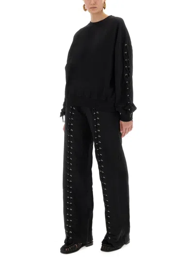 Rotate Birger Christensen Dannia Cotton Sweatpants W/ Lacing In Black