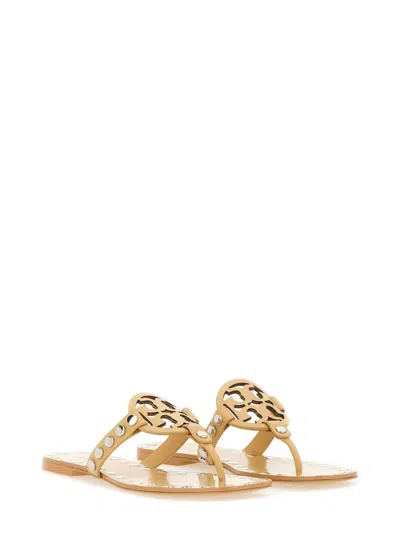 Tory Burch Studded "miller" Sandal In Neutral