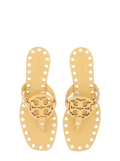 Tory Burch Studded "miller" Sandal In Neutral