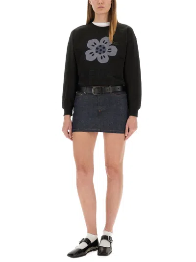 Kenzo Sweatshirt With "boke Flower" Embroidery In Black