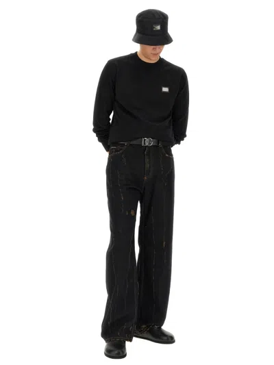 Dolce & Gabbana Logo Plaque Black Sweatshirt In Black