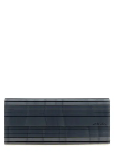 Jimmy Choo Linear Structure Clutch Bag In Gray