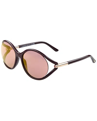 Tom Ford Melody Brown Mirror Oval Ladies Sunglasses Ft1090 48z 59