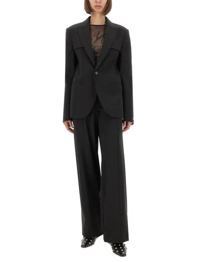 Jean Paul Gaultier Tailored Jacket With Structured Shoulders And Front Pockets In Black