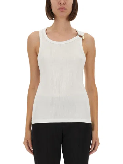 Jean Paul Gaultier Ribbed Tank Top With Overall Buckles In White