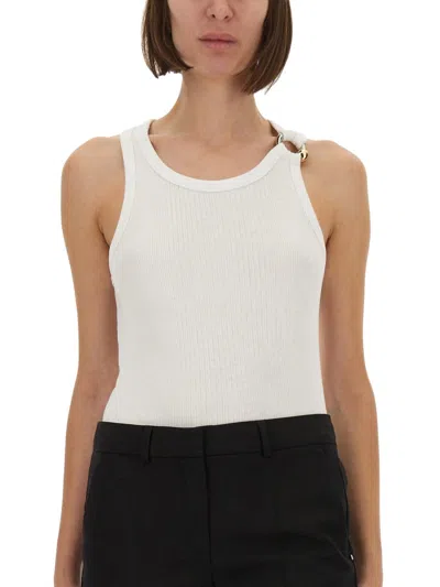 Jean Paul Gaultier Ribbed Tank Top With Overall Buckles In White