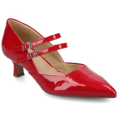Journee Collection Journee Womens Carnation Medium And Wide Width Kitten Heel Mary Jane Pumps In Red