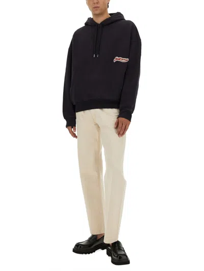 Jacquemus Relaxed Fit Hoodie With Drawstring In Blue
