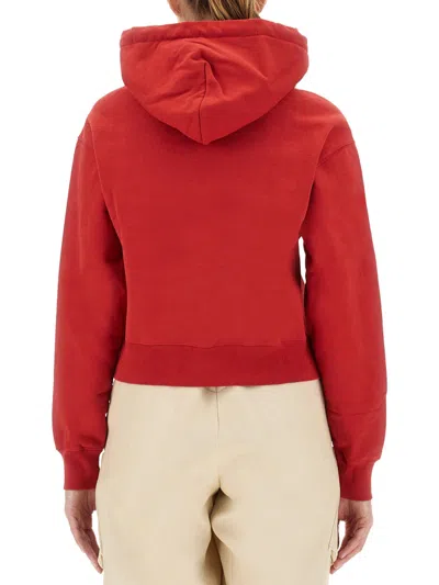 Jacquemus Le Hoodie Gros Grain Cotton Hoodie In Red