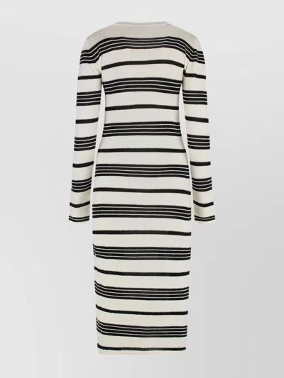 Moncler Knit Dress Crew Neck Fitted Silhouette In White