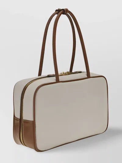 Miu Miu Crafted Canvas And Leather Shoulder Bag In Gray