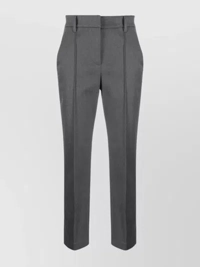 Brunello Cucinelli Tailored Dark Gray Trousers With High Waist Design In Gray
