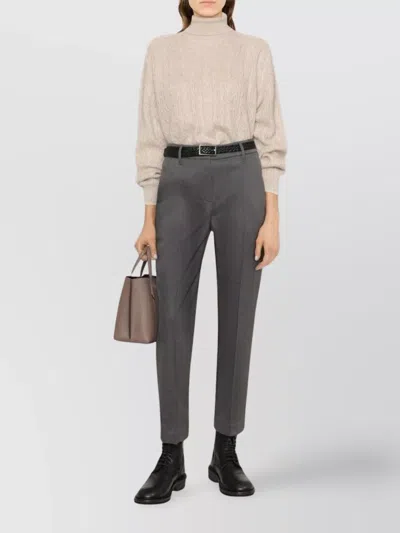 Brunello Cucinelli Tailored Dark Gray Trousers With High Waist Design In Gray