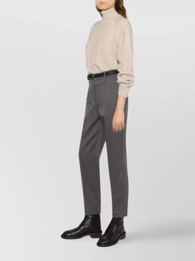 Brunello Cucinelli Tailored Dark Gray Trousers With High Waist Design In Gray