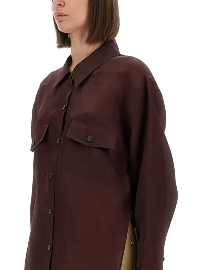 Khaite Matteo Organza Shirt In Brown