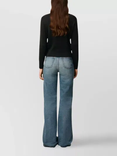 Ami Alexandre Mattiussi Classic Crew Neck Sweater With Embroidered Heart Detail In Blue