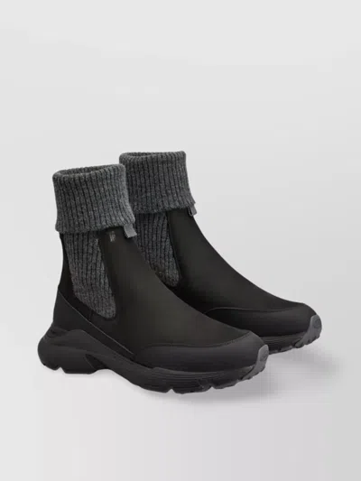 Tod's Chunky Sole Suede Leather Sneakers In Black