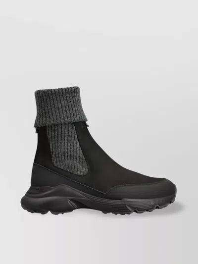 Tod's Chunky Sole Suede Leather Sneakers In Black