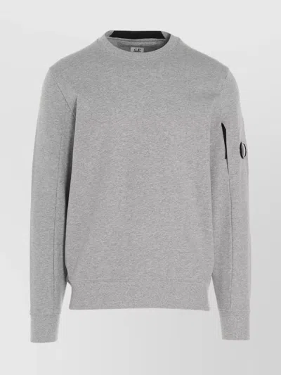 C.p. Company Gray Diagonal Raised Fleece Crewneck Lens Sweatshirt In Gray