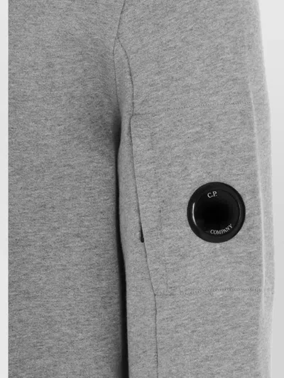 C.p. Company Gray Diagonal Raised Fleece Crewneck Lens Sweatshirt In Gray