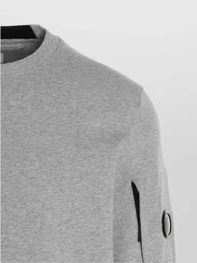 C.p. Company Gray Diagonal Raised Fleece Crewneck Lens Sweatshirt In Gray