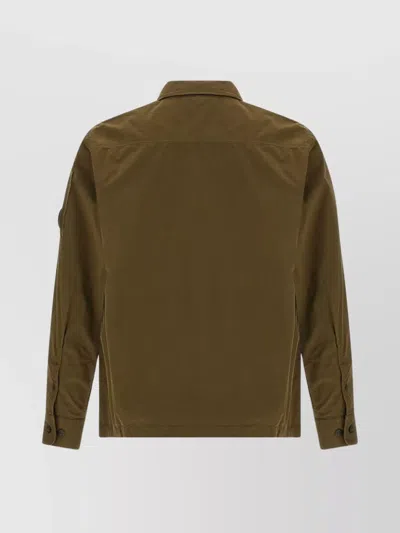 C.p. Company Brown Minimalist Casual Jacket With Unique Lens Detail In Green