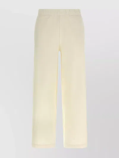 Max Mara Elastic-waistband Silk-cotton Trousers In White