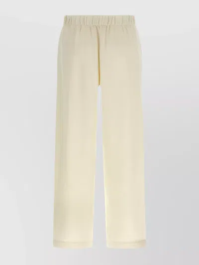 Max Mara Elastic-waistband Silk-cotton Trousers In White