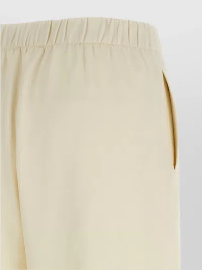 Max Mara Elastic-waistband Silk-cotton Trousers In White