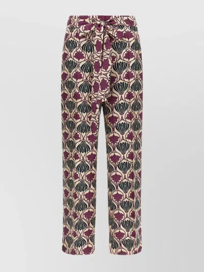 Max Mara Floral Bow Detail High Waist Trousers In Multi