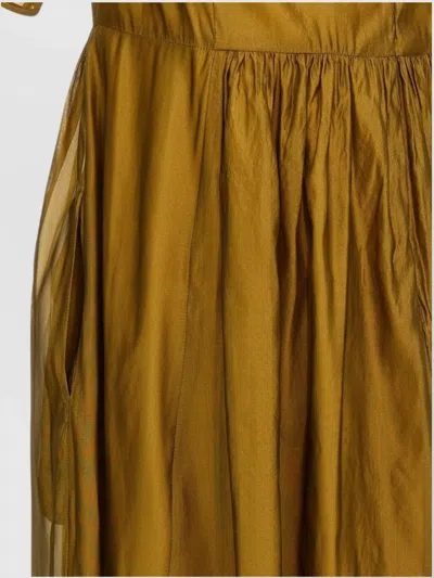 Max Mara Sheer Overlay Gathered Waist Dress In Yellow