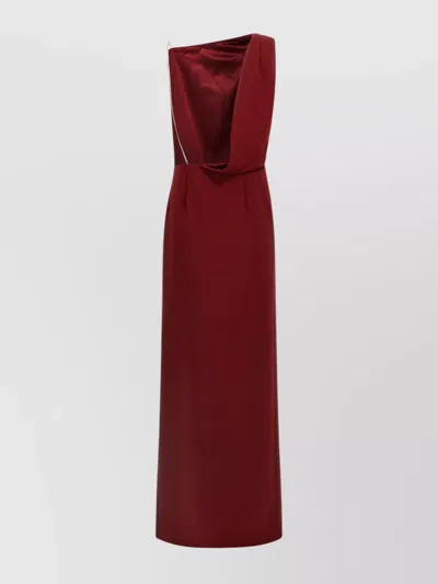 Max Mara One-shoulder Draped Detail Floor-length Dress In Red