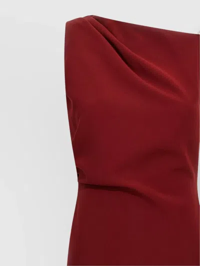 Max Mara One-shoulder Draped Detail Floor-length Dress In Red