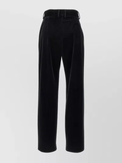Blazé Milano Velvet Pleated Trousers With Belt Loops In Black