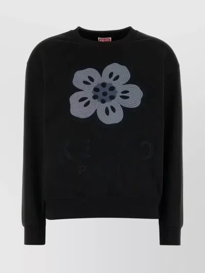 Kenzo Sweatshirt With "boke Flower" Embroidery In Black