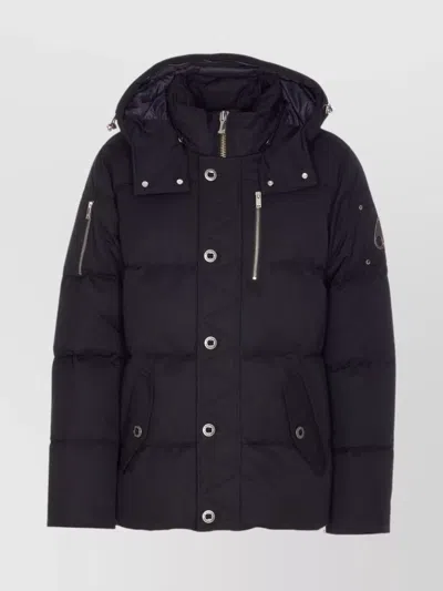 Moose Knuckles High-collar Padded Jacket With Detachable Hood And Adjustable Cuffs In Black