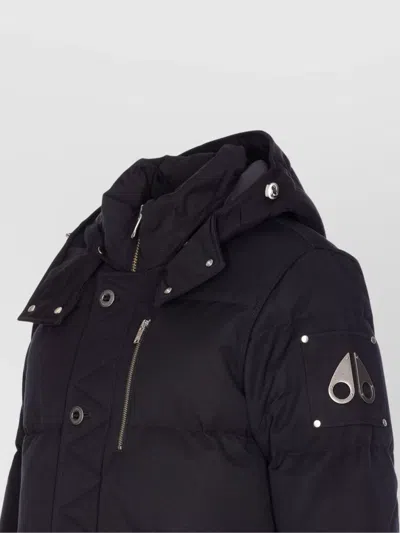 Moose Knuckles High-collar Padded Jacket With Detachable Hood And Adjustable Cuffs In Black