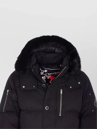 Moose Knuckles High-collar Padded Jacket With Detachable Hood And Adjustable Cuffs In Black