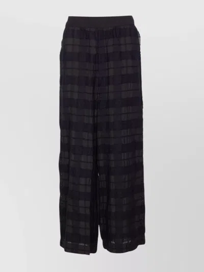 Uma Wang Flared Trousers With Sheer Overlay And Textured Fabric In Black