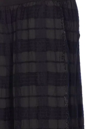 Uma Wang Flared Trousers With Sheer Overlay And Textured Fabric In Black