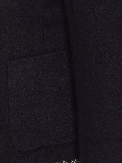 Uma Wang Distressed Frayed Hem Jacket With Front Pockets In Black