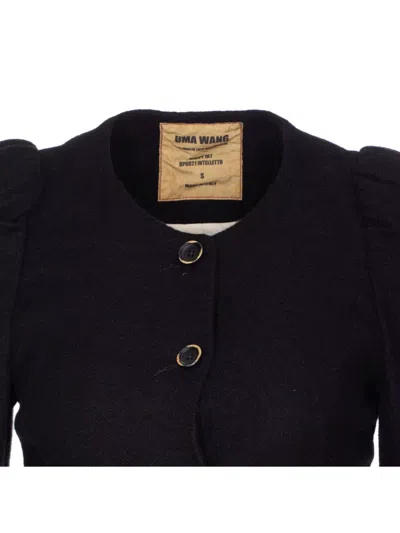 Uma Wang Distressed Frayed Hem Jacket With Front Pockets In Black