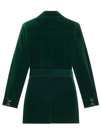 Saint Laurent Saharienne Belted Cotton Velvet Jacket In Black