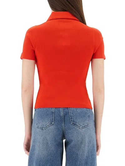 Tory Burch Collared Ribbed Texture Short Sleeves Polo Shirt In Multi