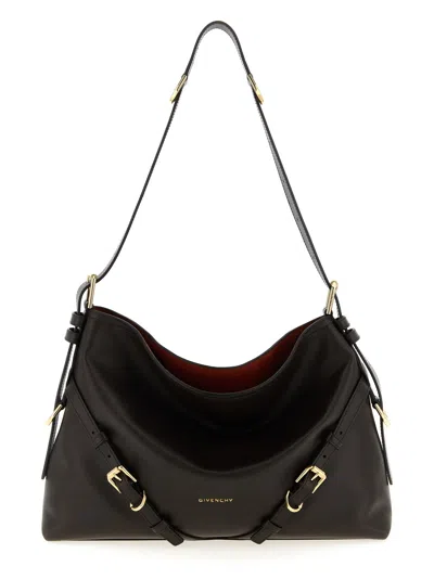 Givenchy Medium Voyou Calfskin Shoulder Bag With Buckle Fastening In Brown
