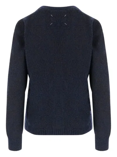 Maison Margiela Wool Blend Cardigan In Blue